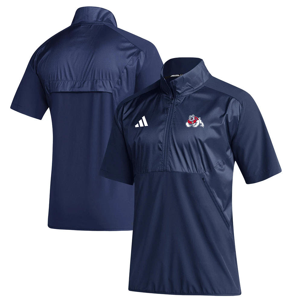 Men's adidas Navy Fresno State Bulldogs Sideline Quarter-Zip Polo
