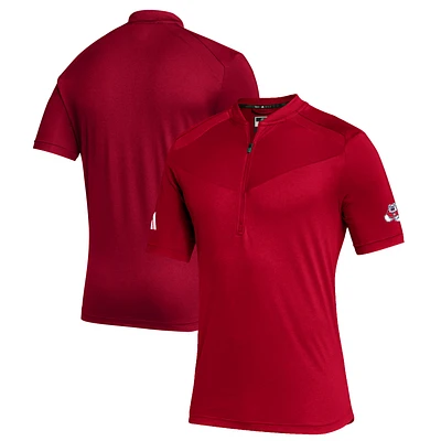 Men's adidas Red Fresno State Bulldogs Sideline Quarter-Zip Polo
