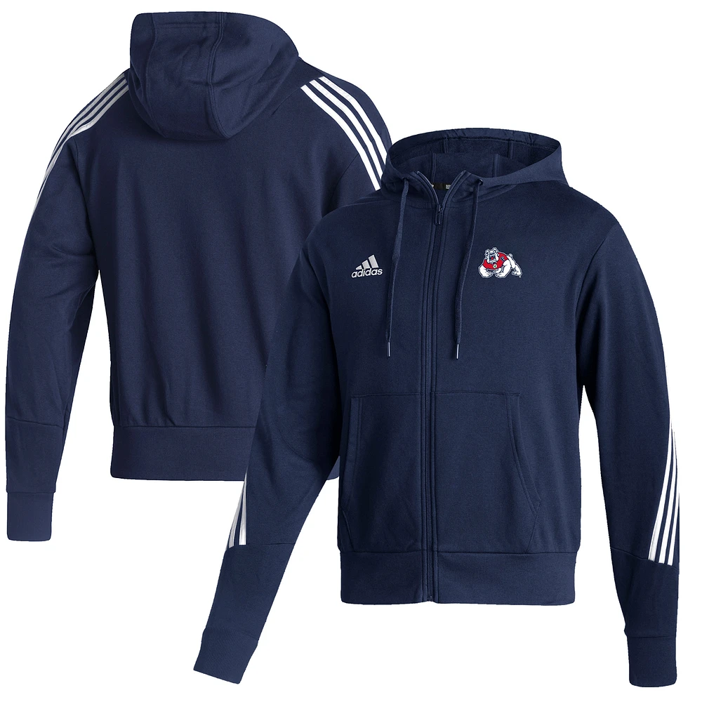 Men's adidas Navy Fresno State Bulldogs Fashion Full-Zip Hoodie