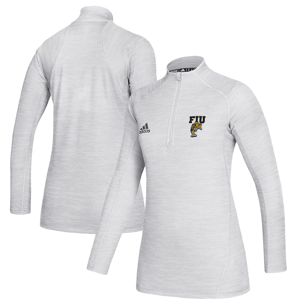 Women's adidas White FIU Panthers Game Mode Performance Quarter-Zip Pullover Top
