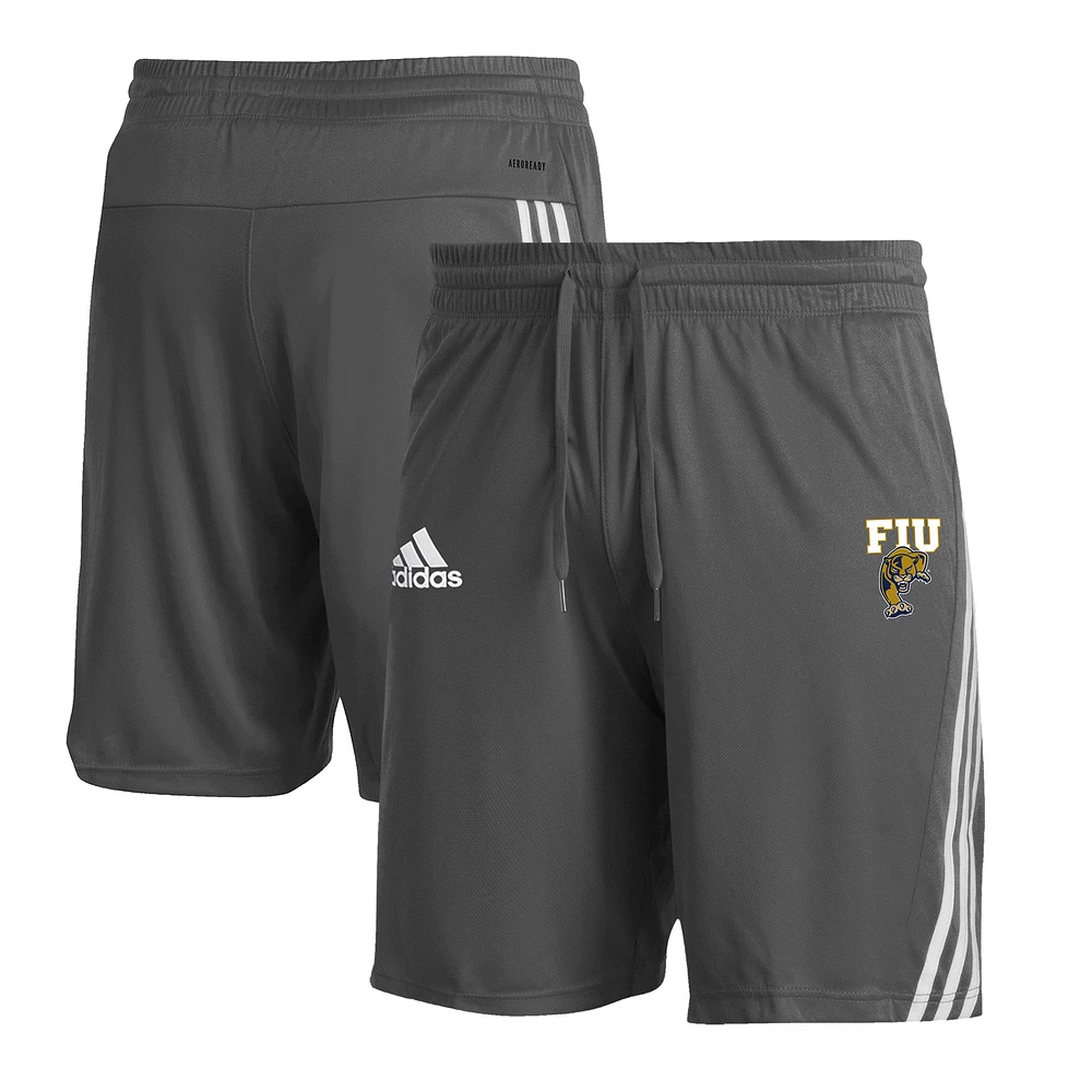 Men's adidas Gray FIU Panthers Three-Stripe Knit Shorts