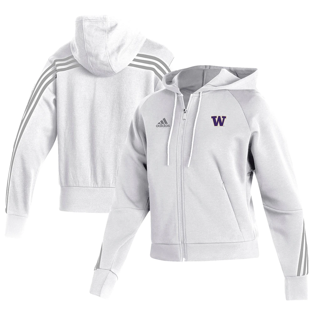 Women's adidas White Washington Huskies Fashion Full-Zip Hoodie
