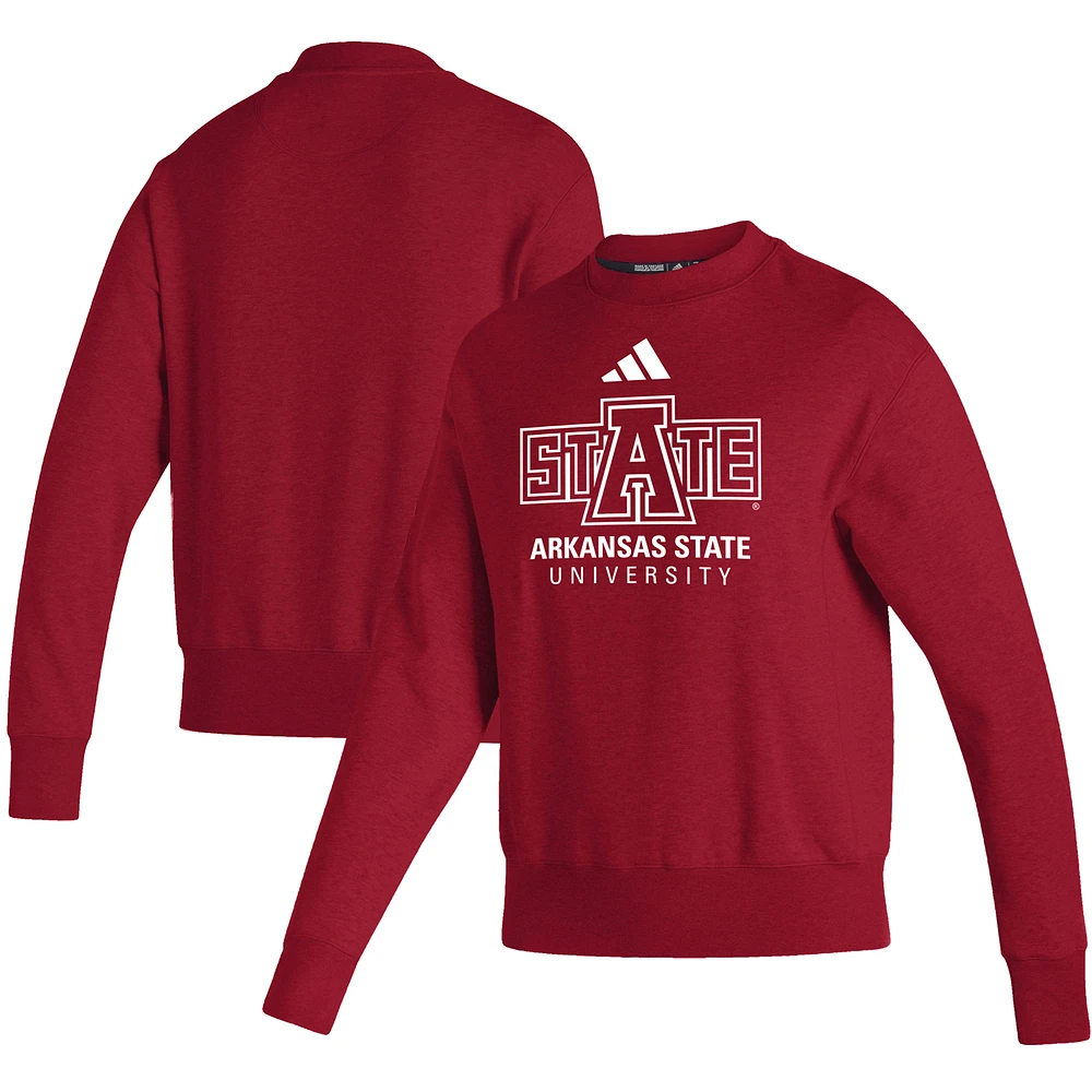 Women's adidas Scarlet Arkansas State Red Wolves Premium Retro Pullover Sweatshirt