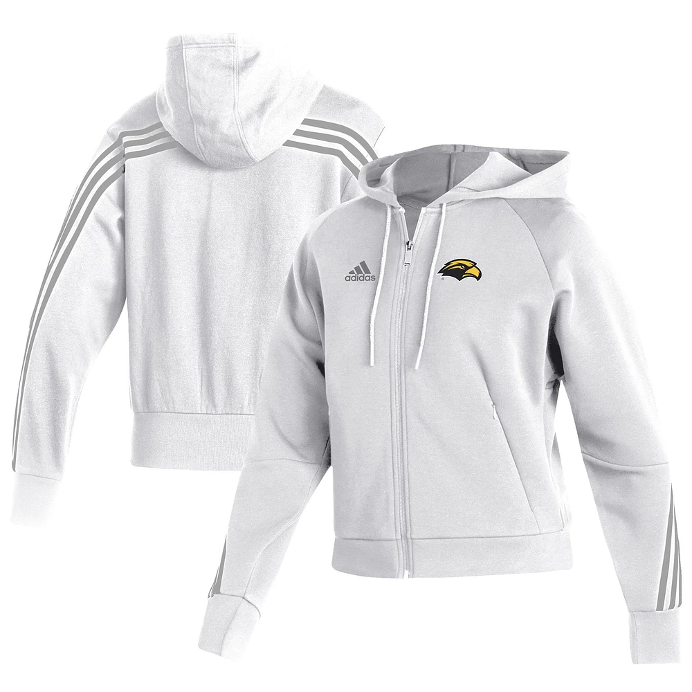 Women's adidas White Southern Miss Golden Eagles Fashion Full-Zip Hoodie