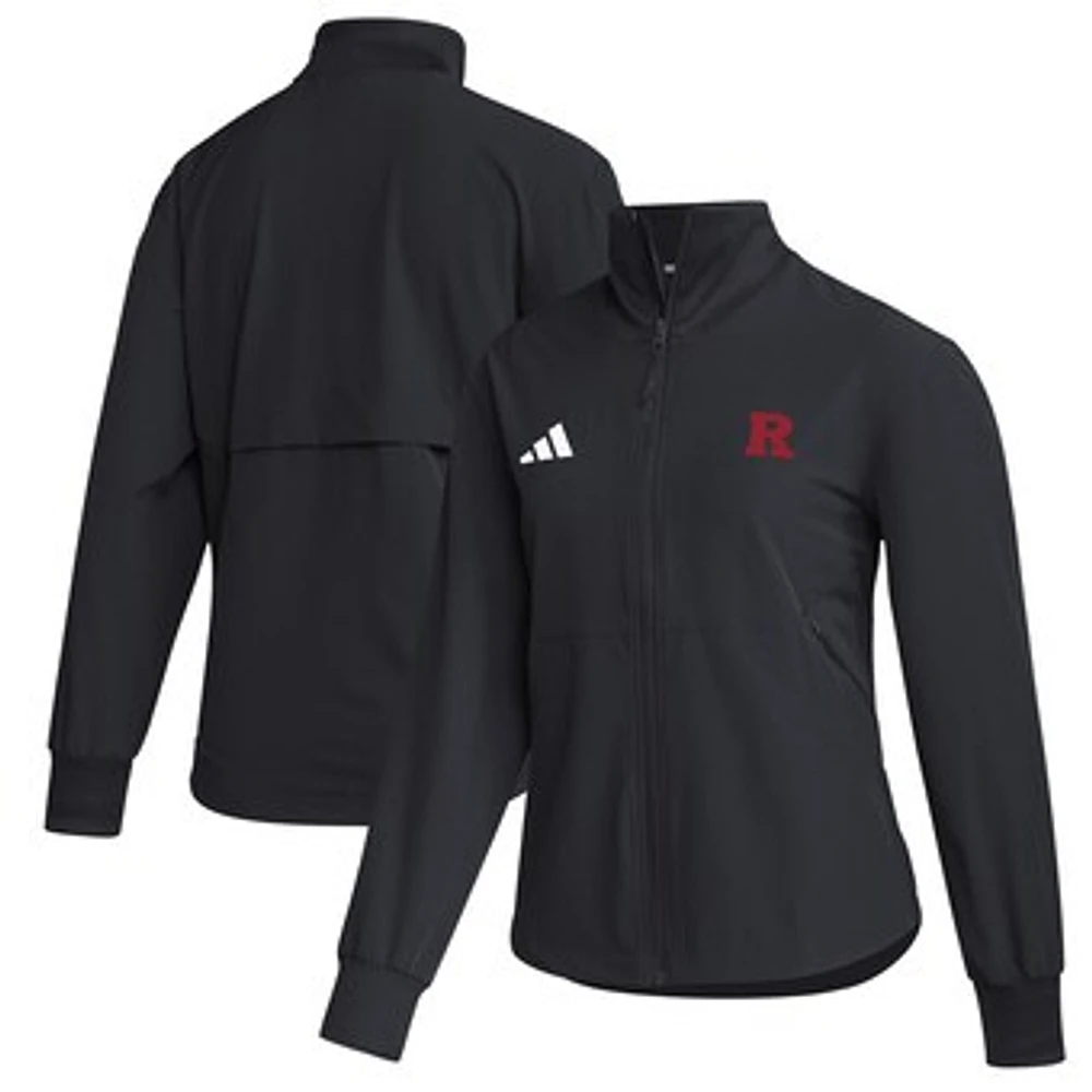 Women's adidas Black Rutgers Scarlet Knights Travel Full-Zip Woven Jacket