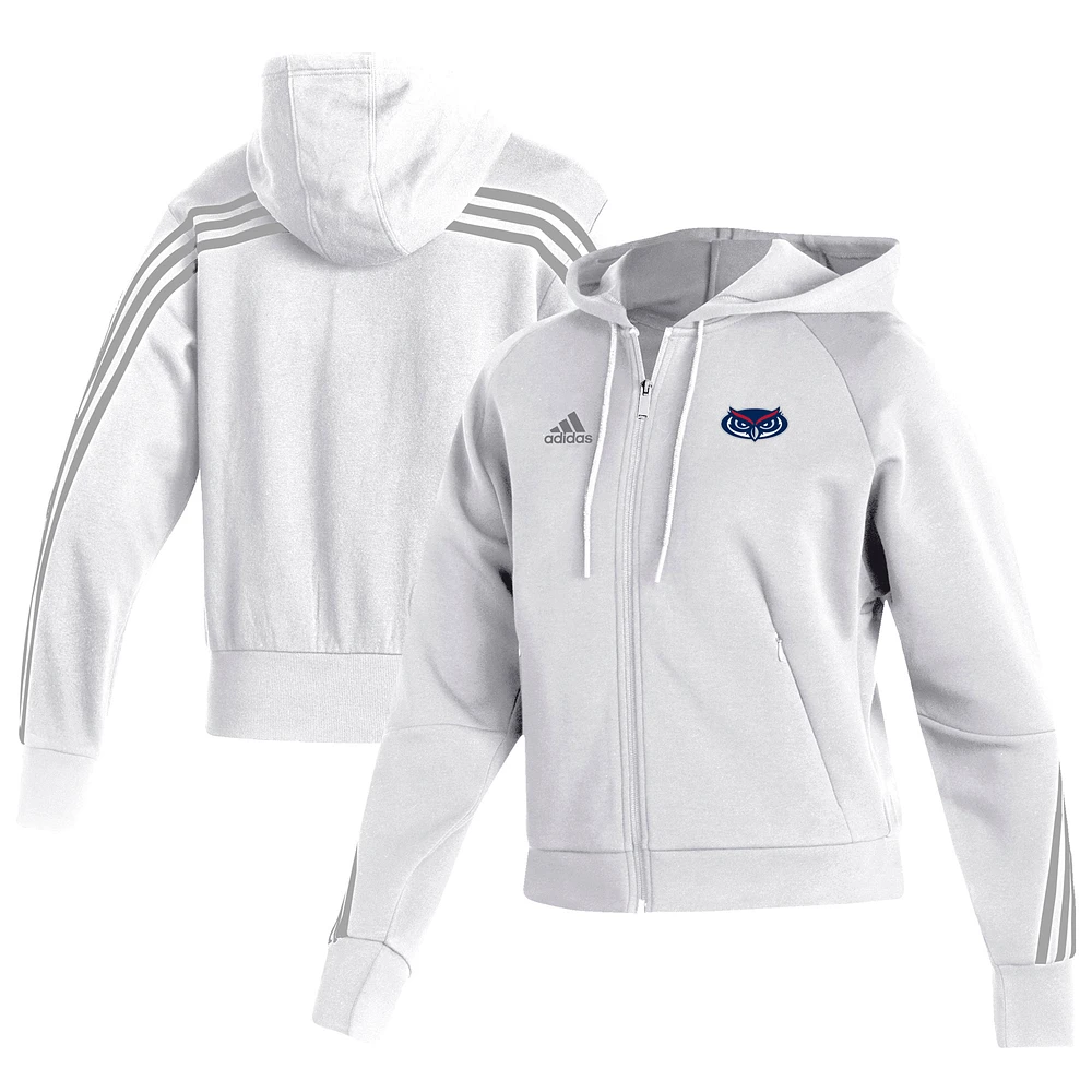 Women's adidas White Florida Atlantic Owls Fashion Full-Zip Hoodie