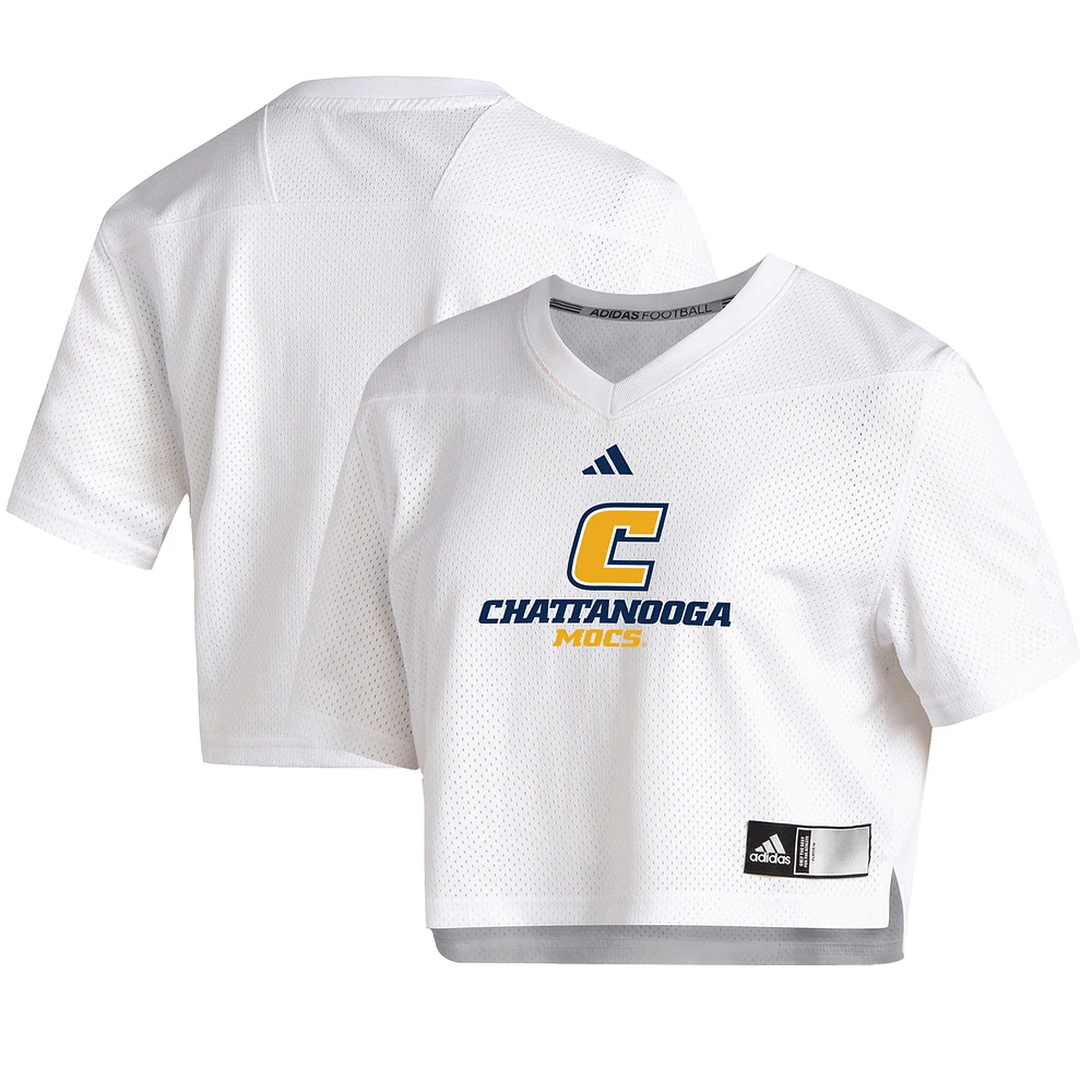 Women's adidas White Tennessee Chattanooga Mocs Cropped Jersey Top