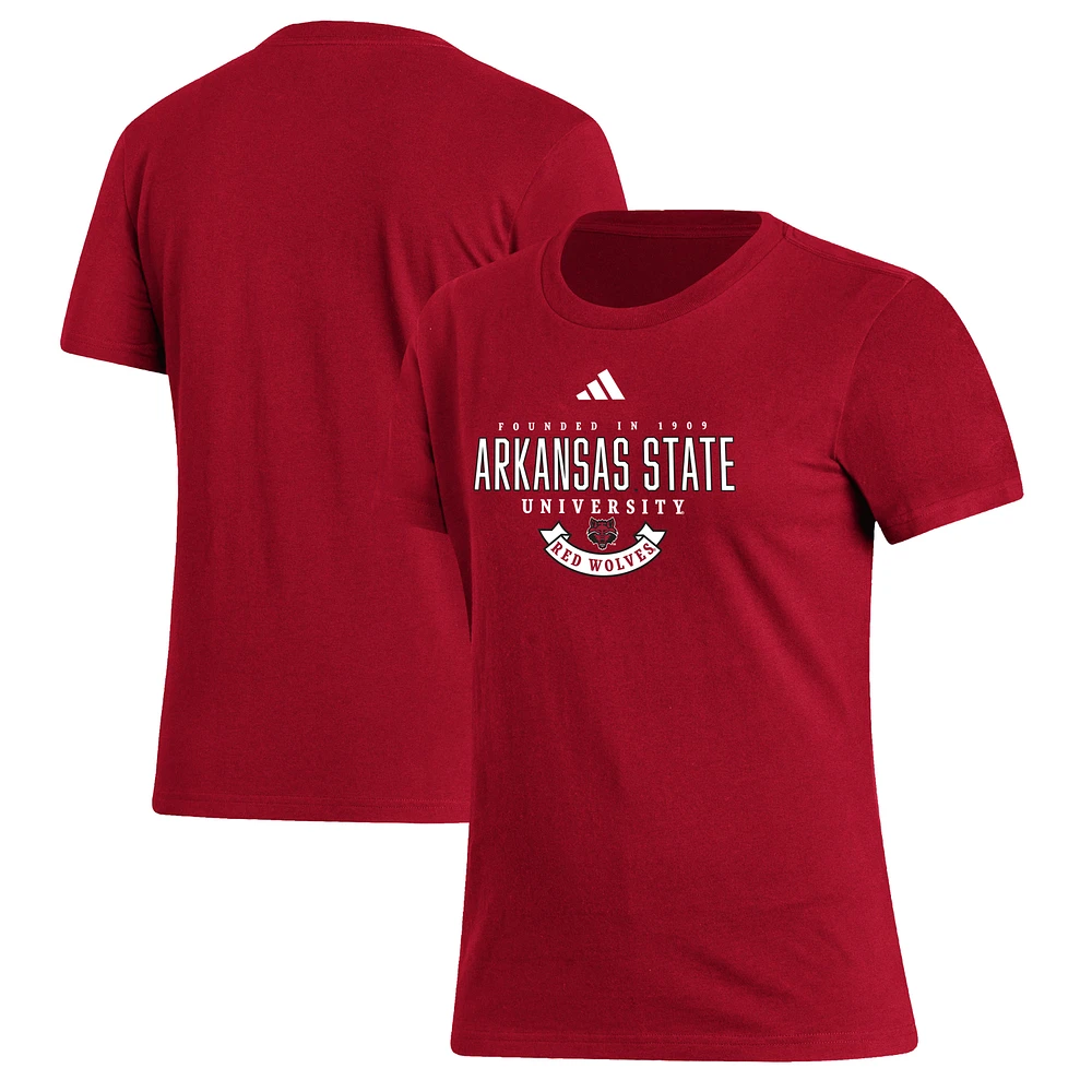 Women's adidas Scarlet Arkansas State Red Wolves Fresh T-Shirt