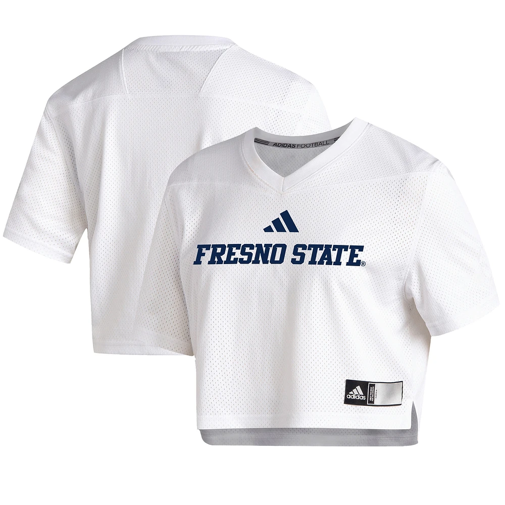 Women's adidas White Fresno State Bulldogs Cropped Jersey Top