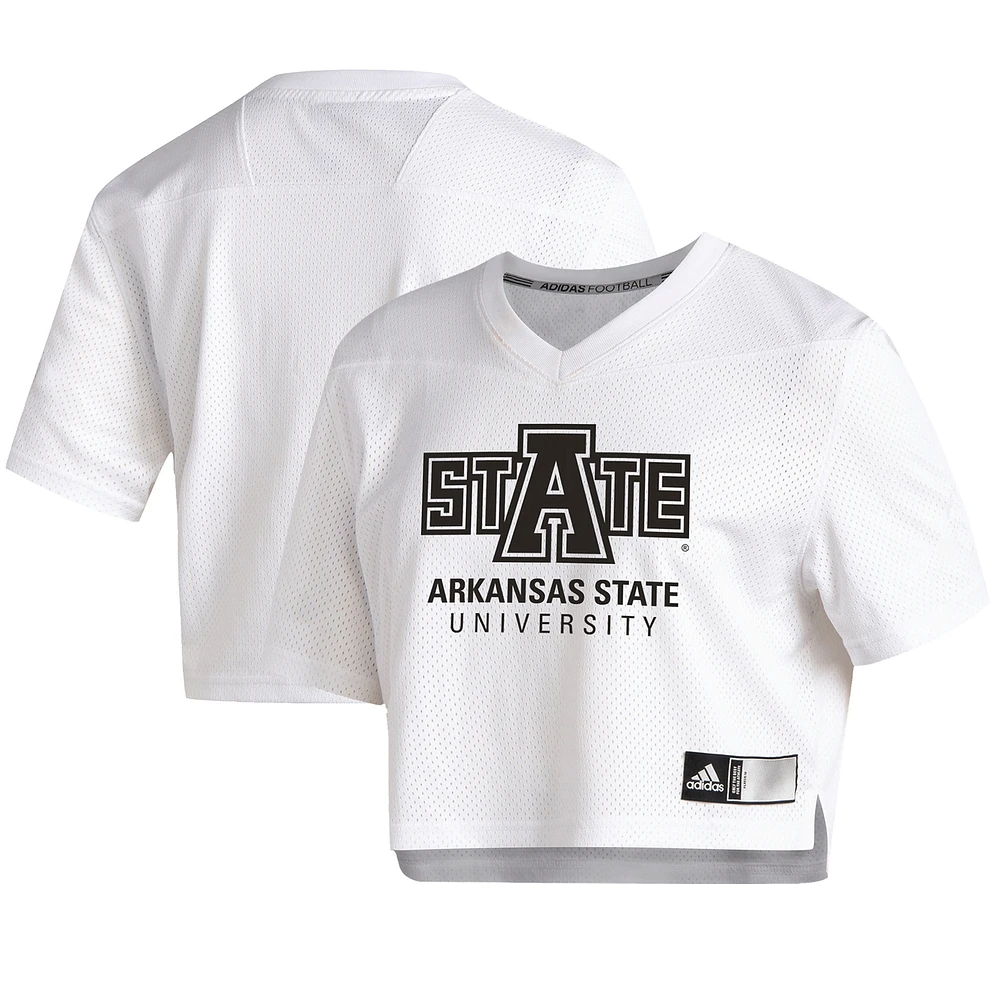 Women's adidas White Arkansas State Red Wolves Cropped Jersey Top