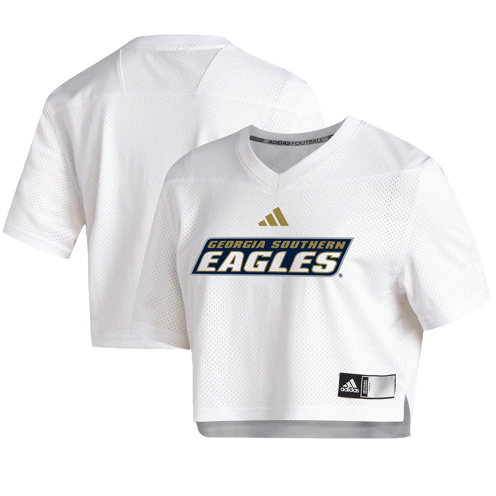 Women's adidas White Georgia Southern Eagles Cropped Jersey Top