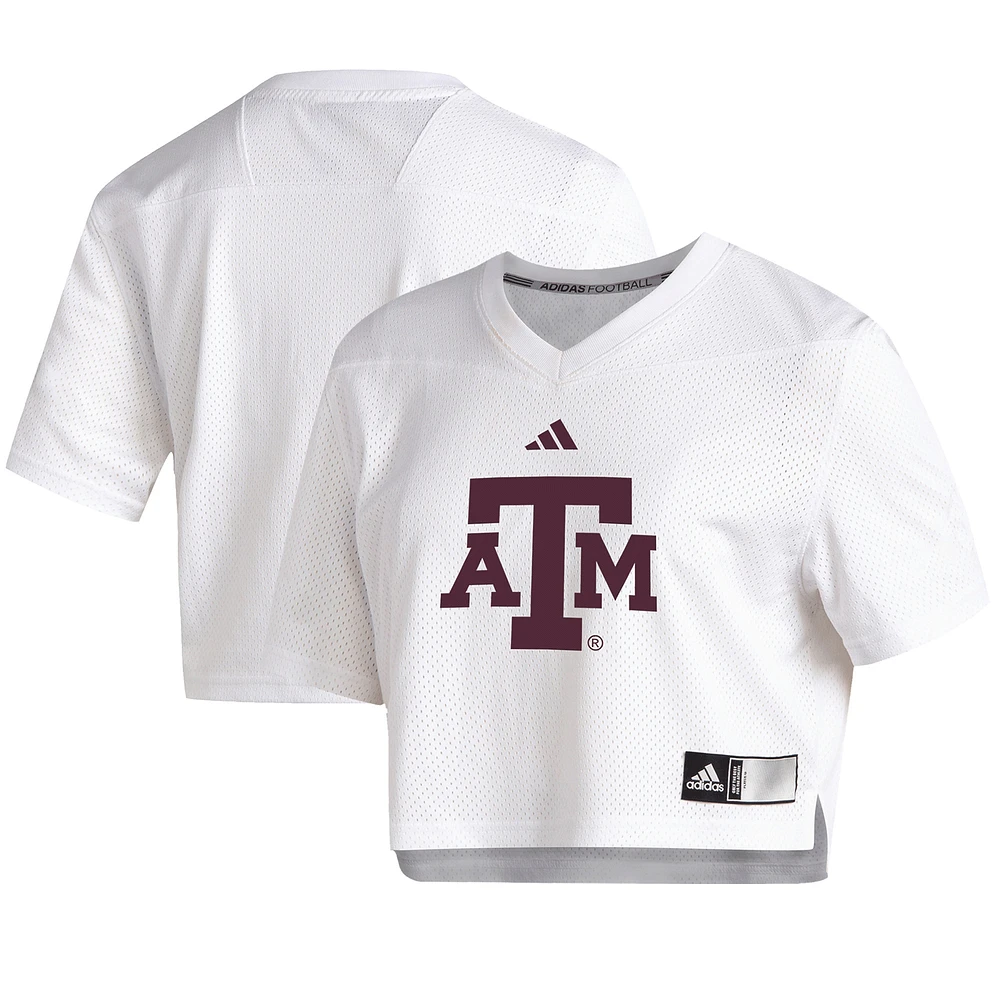 Women's adidas White Texas A&M Aggies Cropped Jersey Top