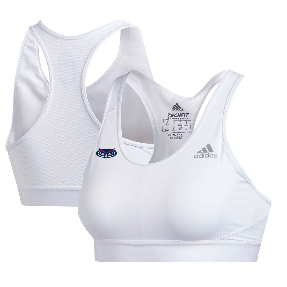 Women's adidas White Florida Atlantic Owls Alphaskin Bra