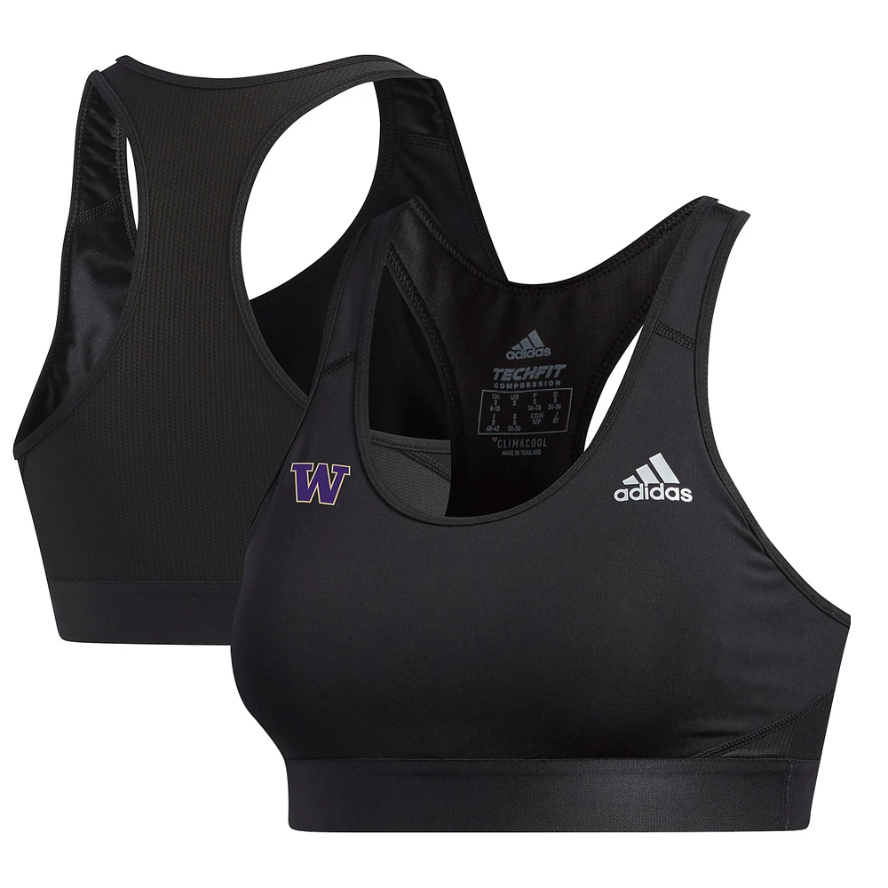 Women's adidas Black Washington Huskies Alphaskin Bra