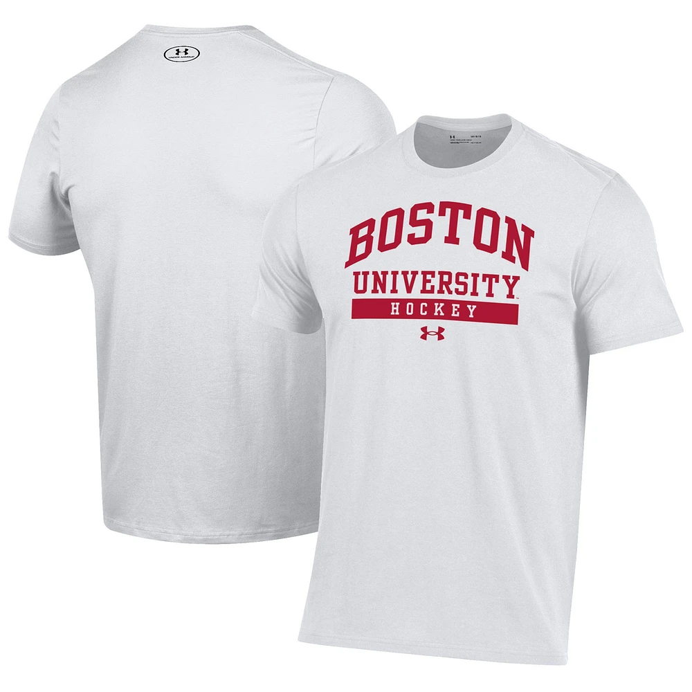 Men's Under Armour White Boston University Hockey Performance T-Shirt
