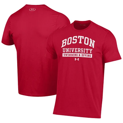 Men's Under Armour Scarlet Boston University Swimming & Diving Performance T-Shirt