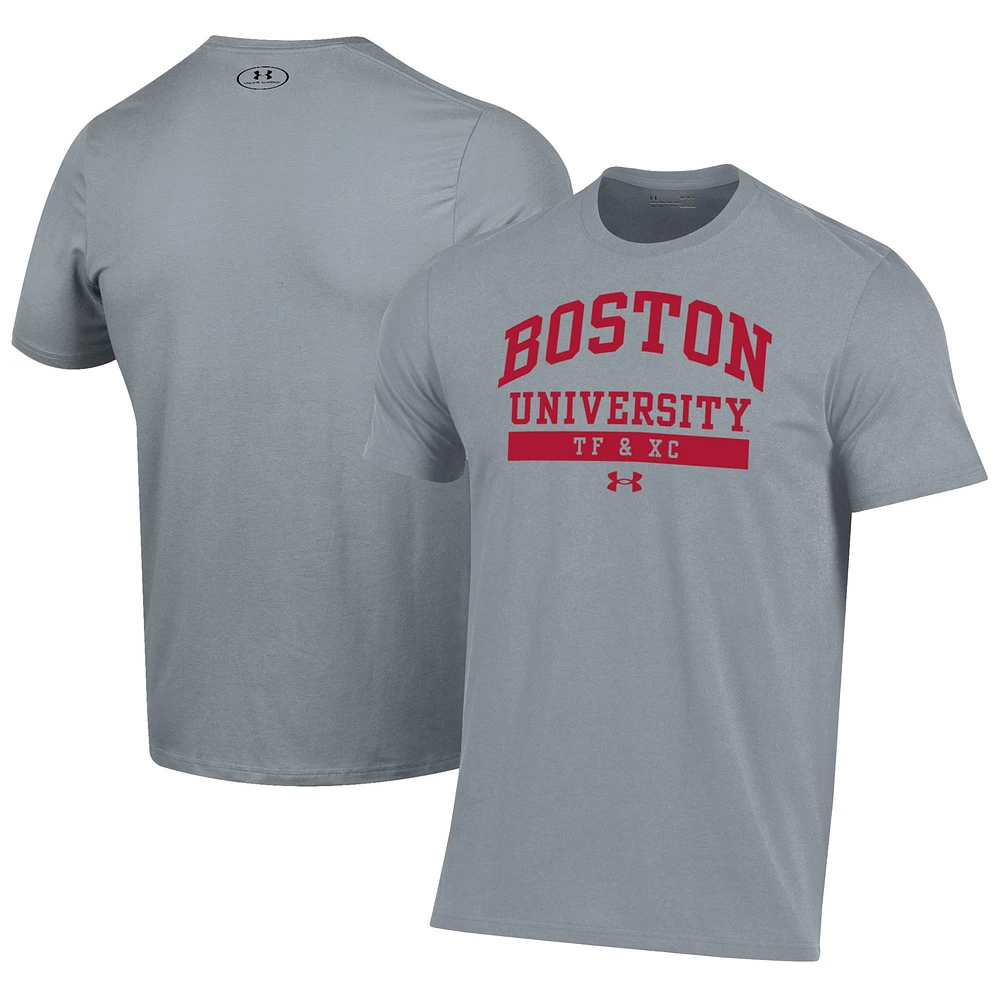Men's Under Armour Gray Boston University TF & XC Performance T-Shirt