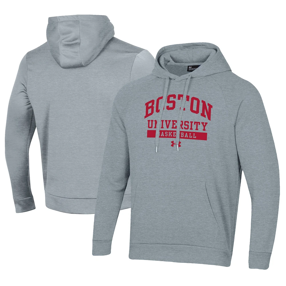 Men's Under Armour Gray Boston University Basketball All Day Fleece Pullover Hoodie