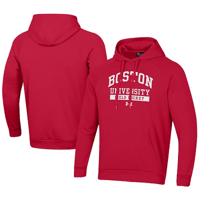 Men's Under Armour Scarlet Boston University Field Hockey All Day Fleece Pullover Hoodie