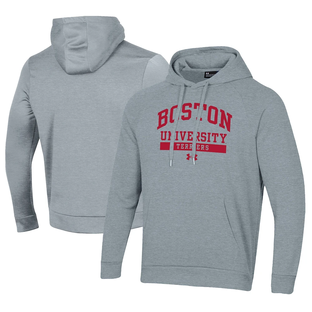 Men's Under Armour Gray Boston University All Day Fleece Pullover Hoodie