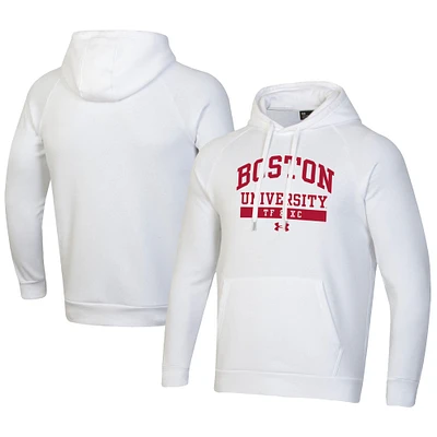 Men's Under Armour White Boston University TF & XC All Day Fleece Pullover Hoodie