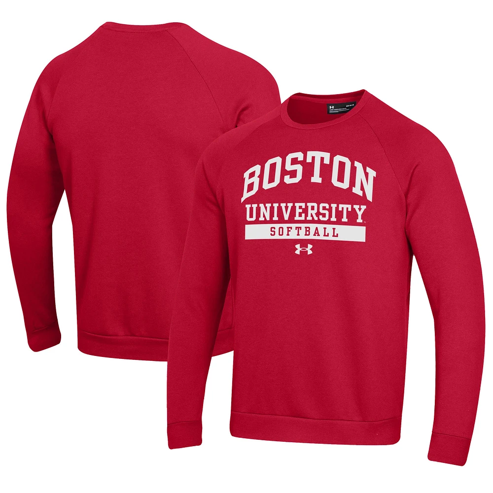Men's Under Armour Scarlet Boston University Softball All Day Fleece Pullover Sweatshirt