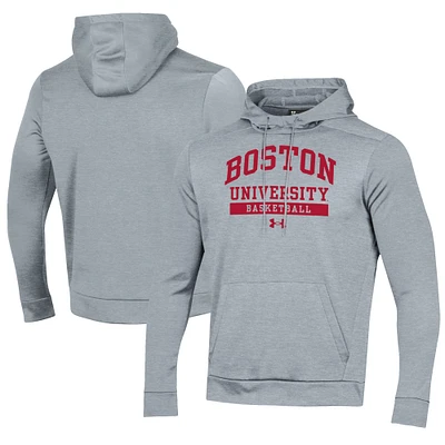 Men's Under Armour Gray Boston University Basketball Fleece Pullover Hoodie