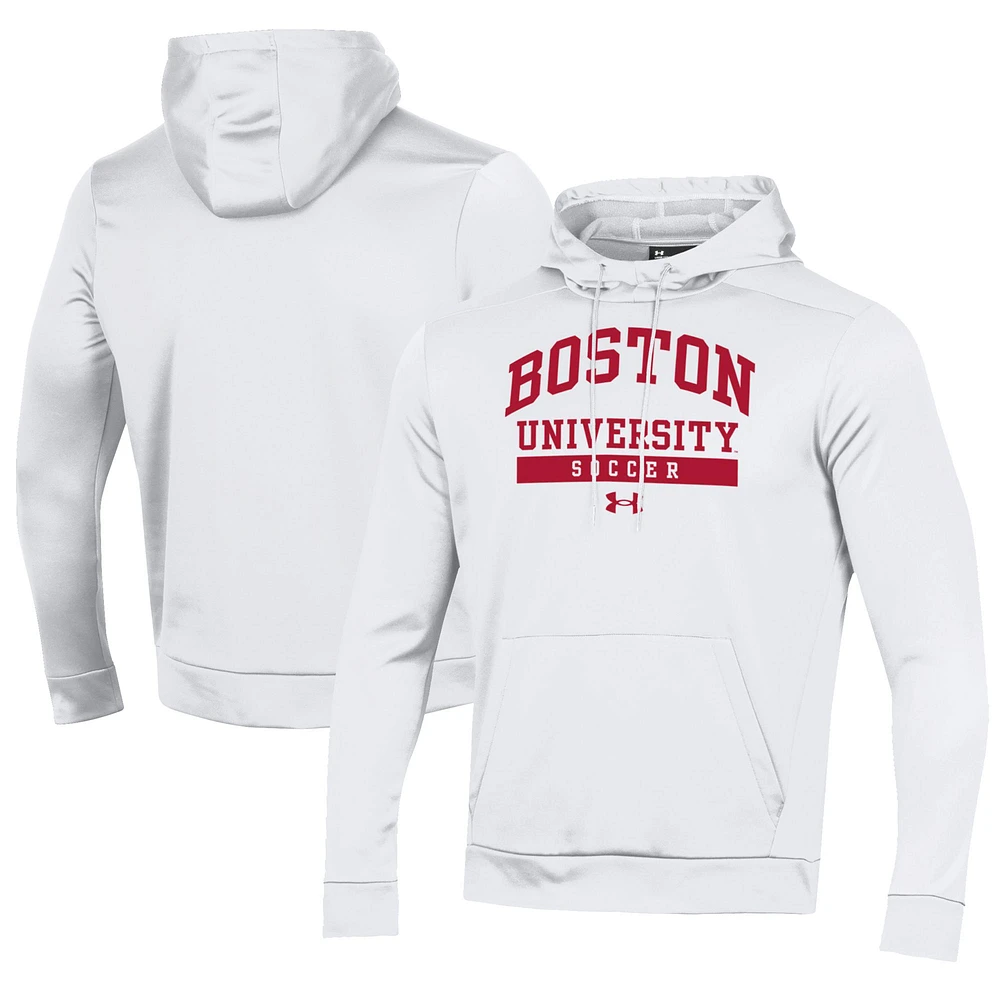 Men's Under Armour White Boston University Soccer Fleece Pullover Hoodie