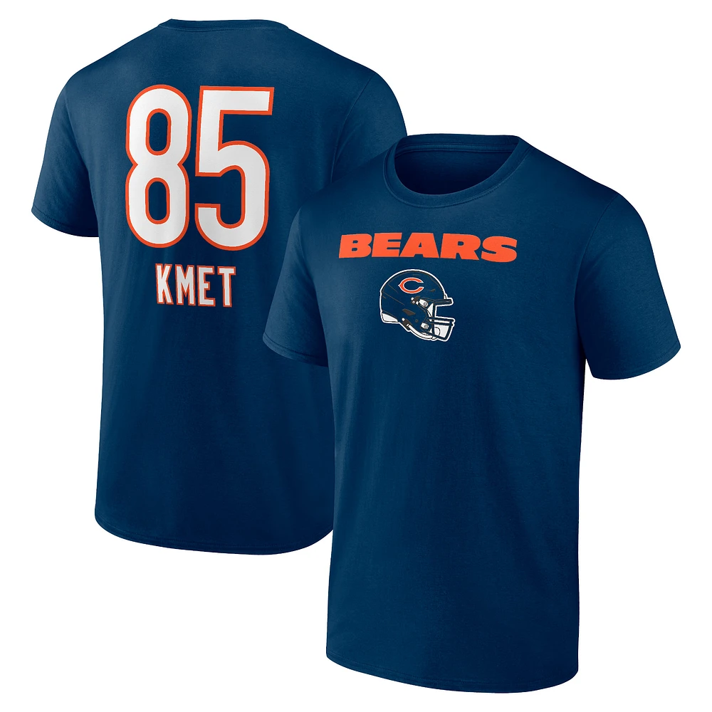 Men's Cole Kmet Navy Chicago Bears Team Wordmark Player Name & Number T-Shirt