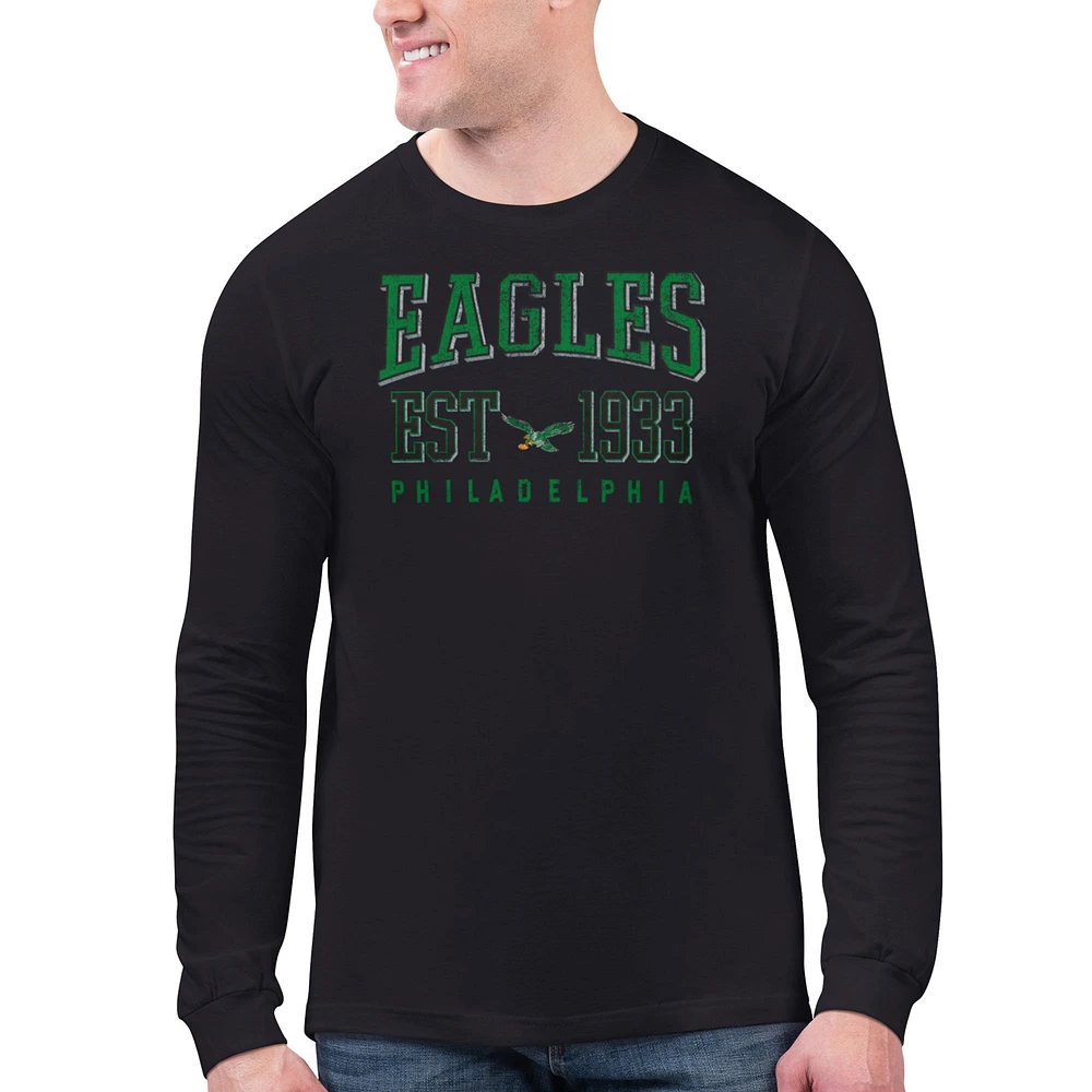 Men's Starter Black Philadelphia Eagles Retro Long Sleeve T-Shirt