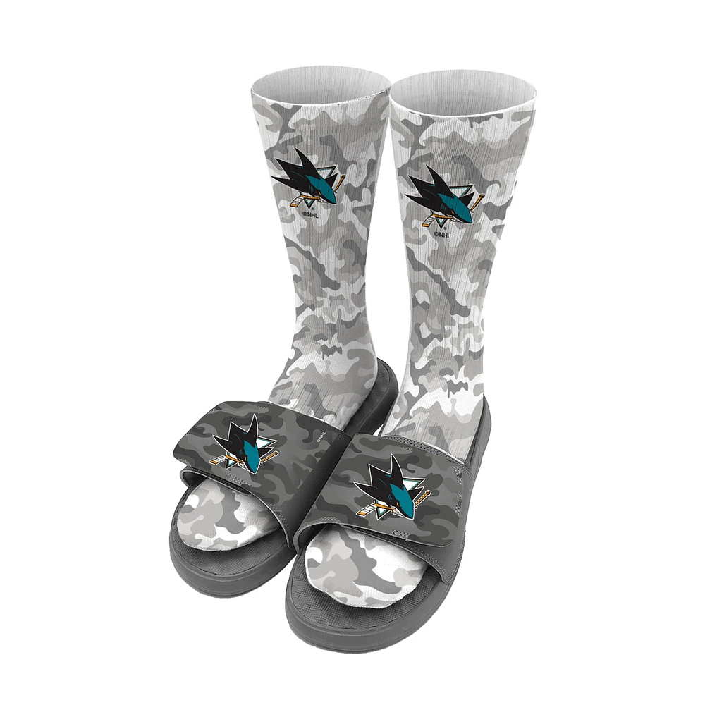Youth ISlide Gray San Jose Sharks Camo Sock & Slide Bundle