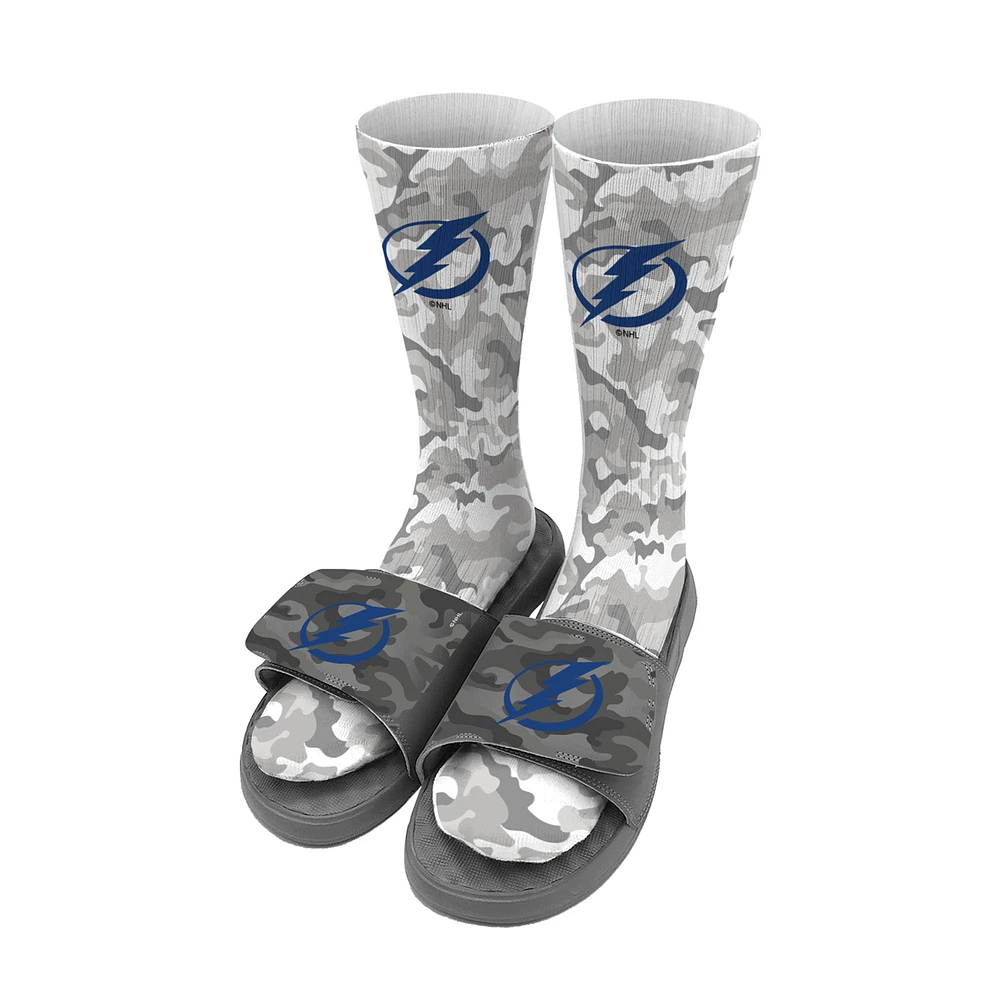 Youth ISlide Gray Tampa Bay Lightning Camo Sock & Slide Bundle