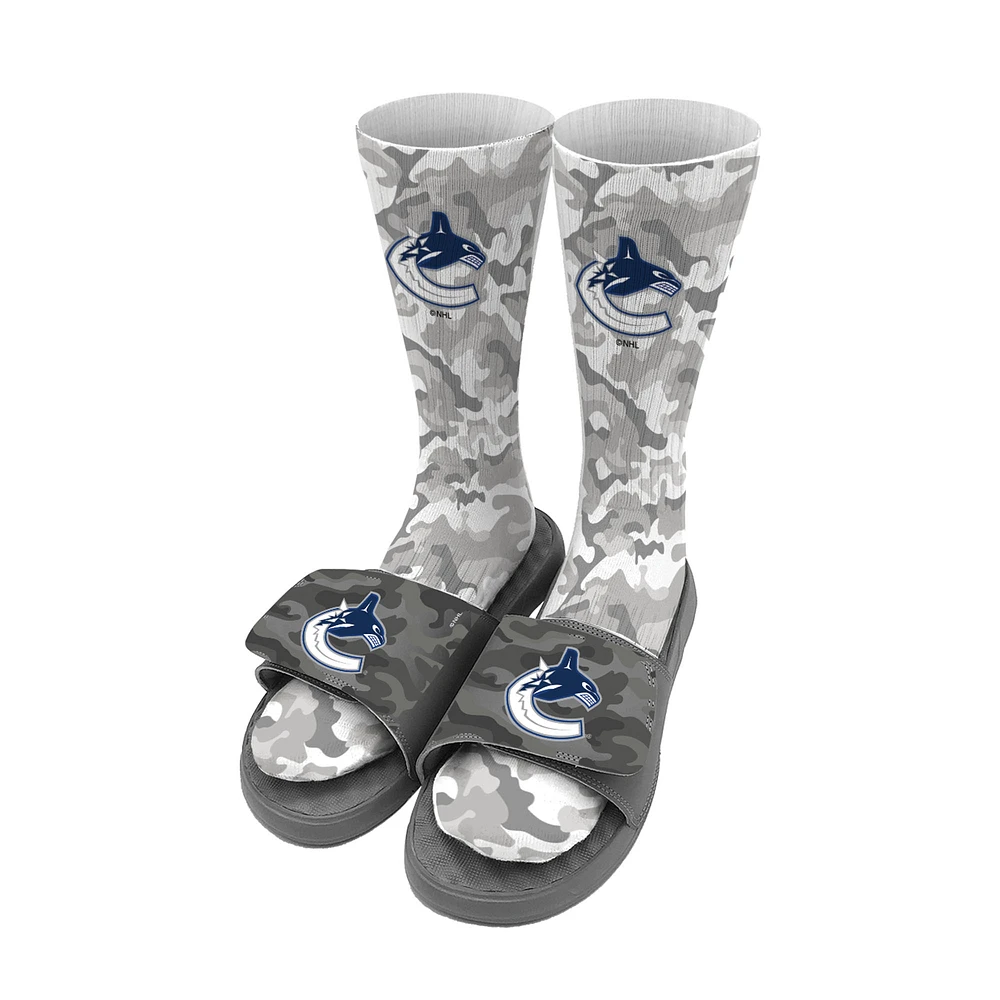 Youth ISlide Gray Vancouver Canucks Camo Sock & Slide Bundle