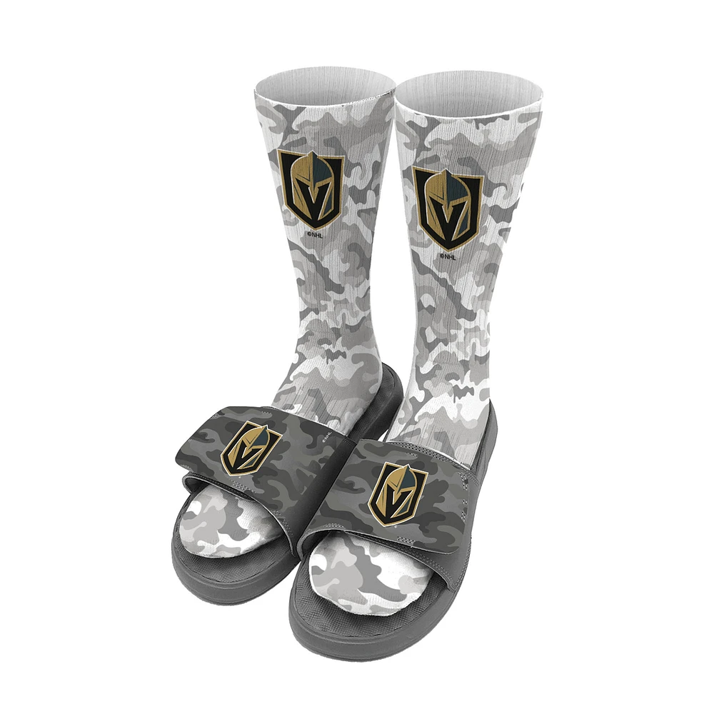 Youth ISlide Gray Vegas Golden Knights Camo Sock & Slide Bundle