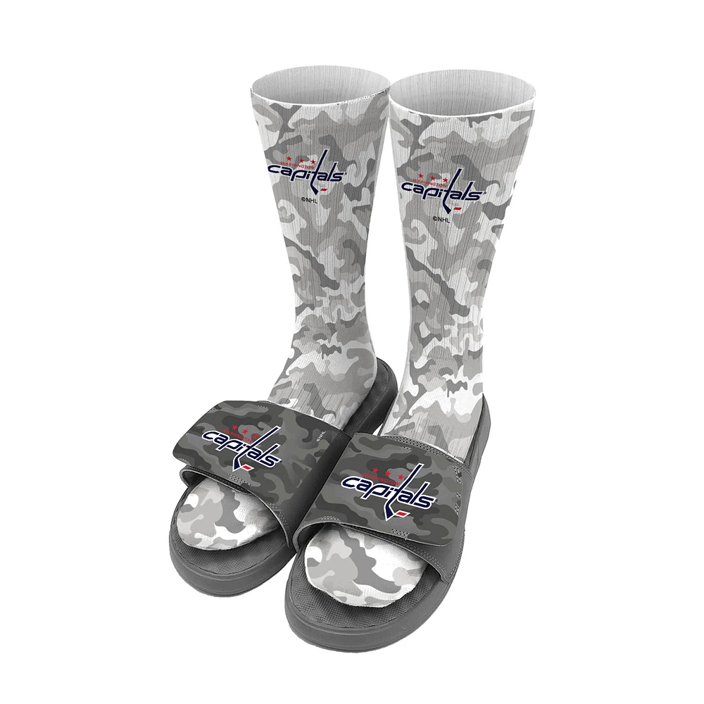 Youth ISlide Gray Washington Capitals Camo Sock & Slide Bundle