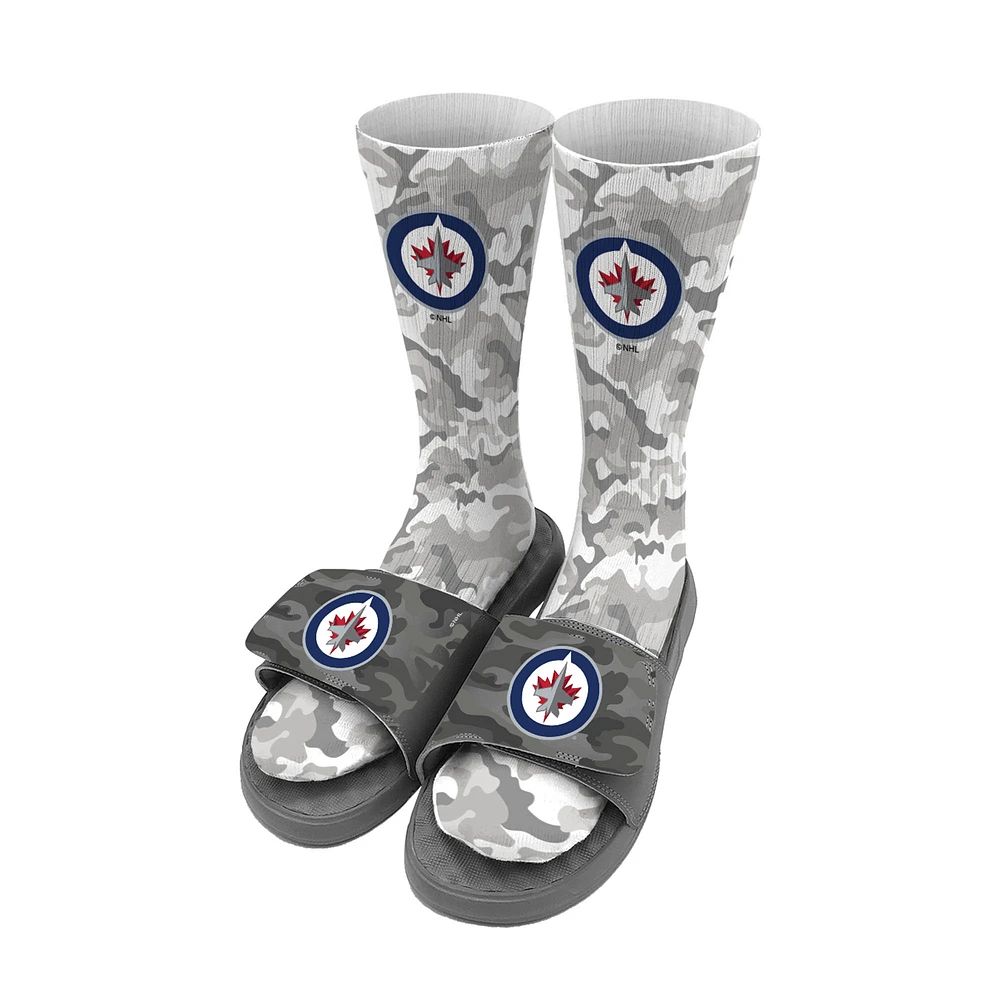 Youth ISlide Gray Winnipeg Jets Camo Sock & Slide Bundle