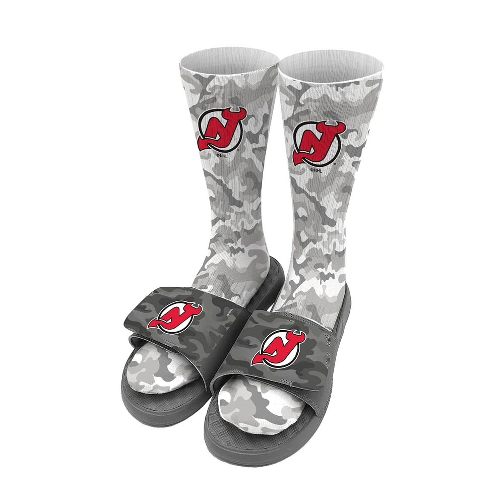Youth ISlide Gray New Jersey Devils Camo Sock & Slide Bundle