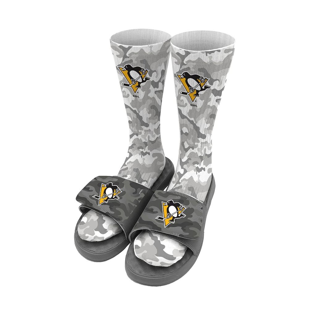 Youth ISlide Gray Pittsburgh Penguins Camo Sock & Slide Bundle