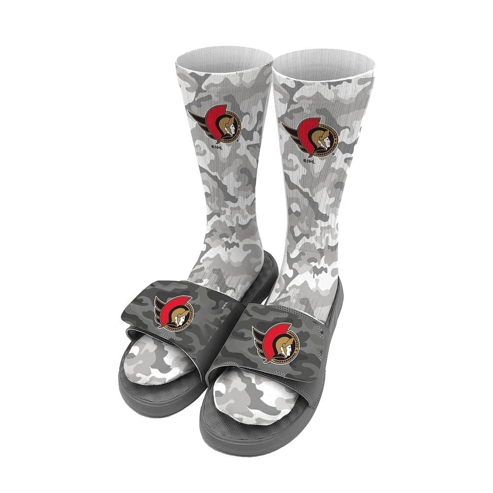 Youth ISlide Gray Ottawa Senators Camo Sock & Slide Bundle