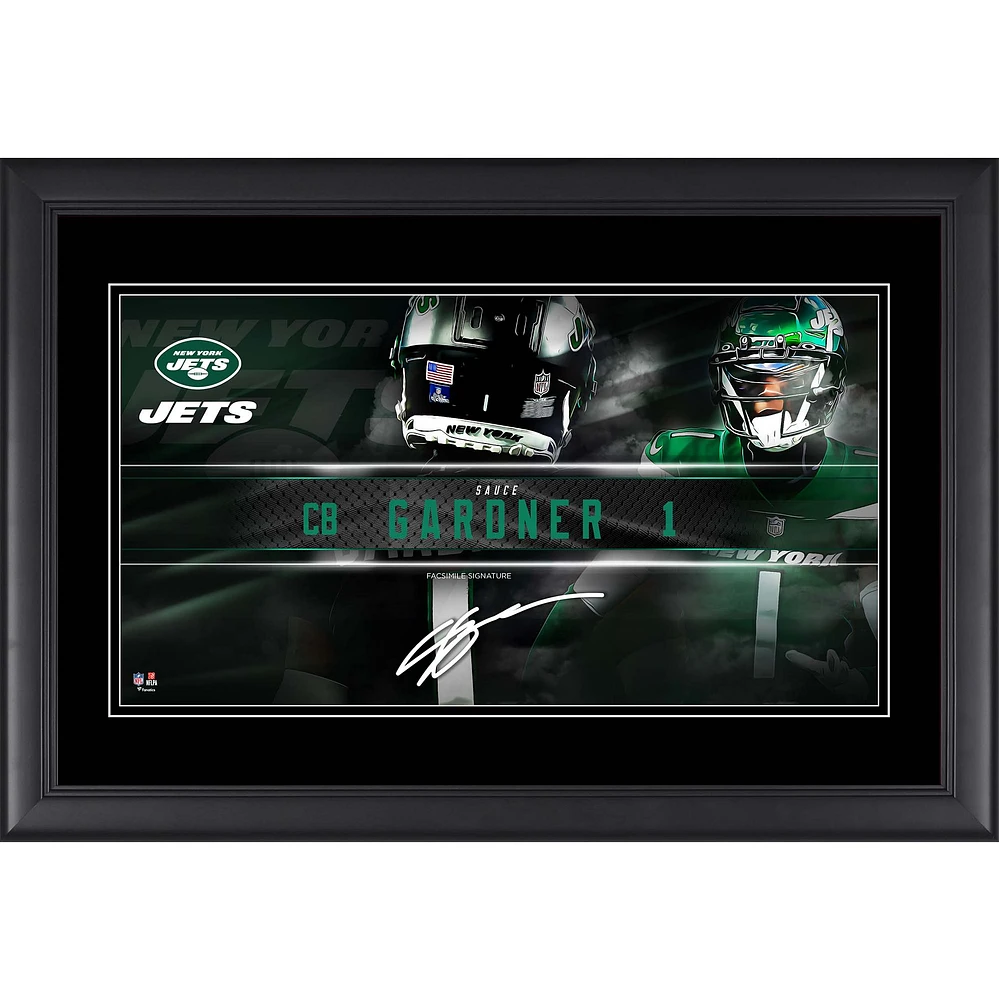 Ahmad Sauce Gardner New York Jets Facsimile Signature Framed 10" x 18" Player Nameplate Collage