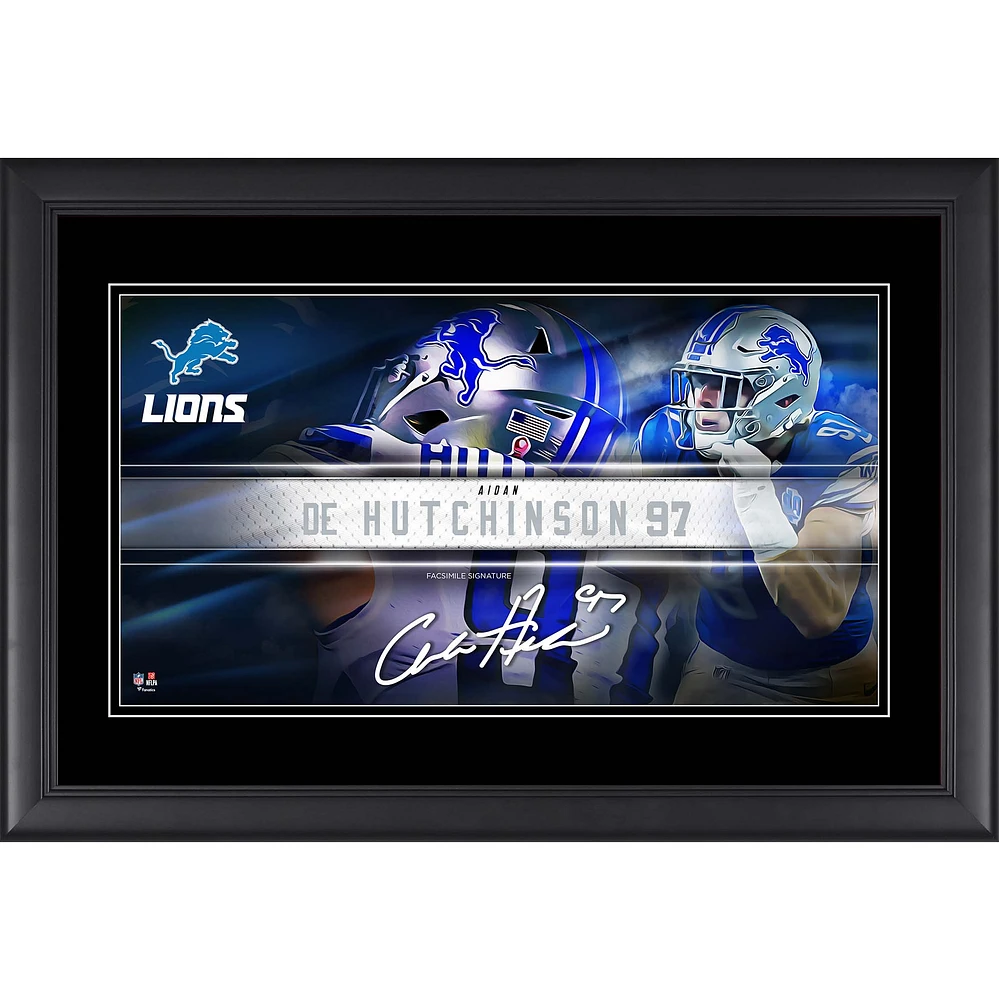 Aidan Hutchinson Detroit Lions Facsimile Signature Framed 10" x 18" Player Nameplate Collage