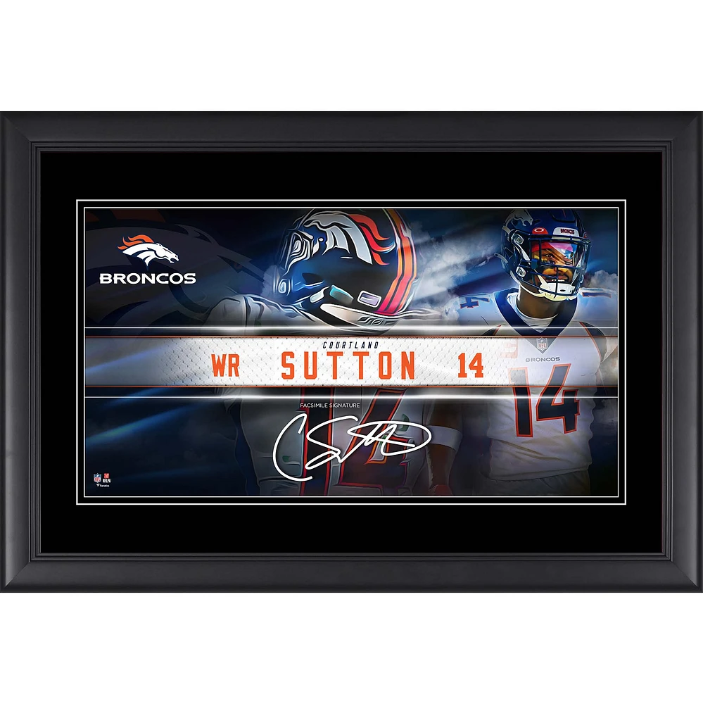 Courtland Sutton Denver Broncos Facsimile Signature Framed 10" x 18" Player Nameplate Collage