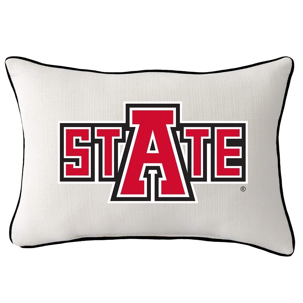 Arkansas State Red Wolves Logo Rectangular Piped Pillow
