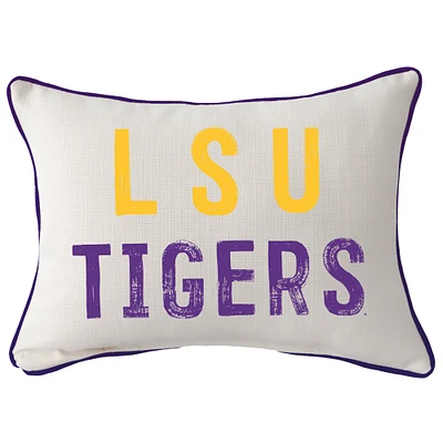 LSU Tigers Distressed Logo Rectangular Piped Pillow