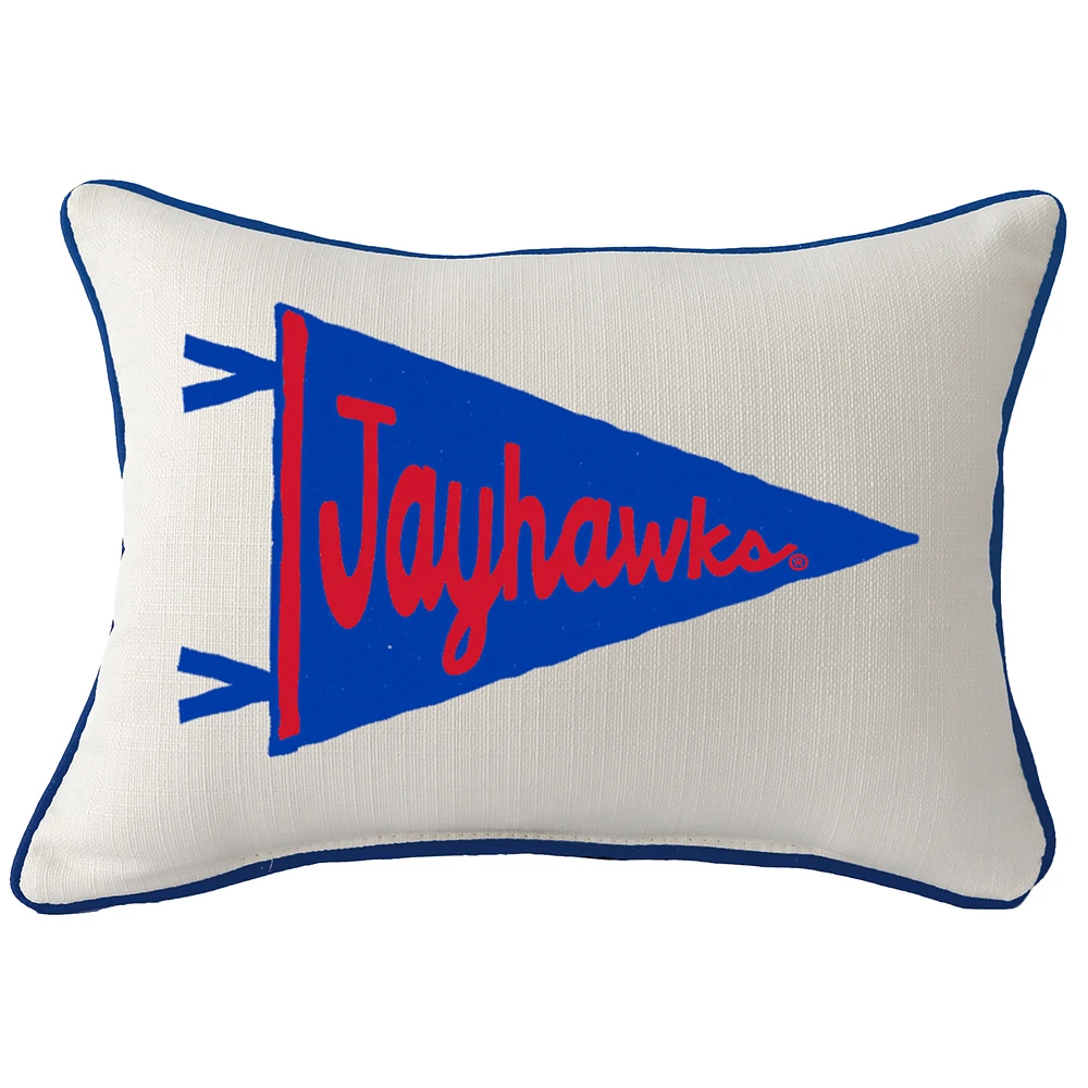 Kansas Jayhawks Pennant Rectangular Piped Pillow
