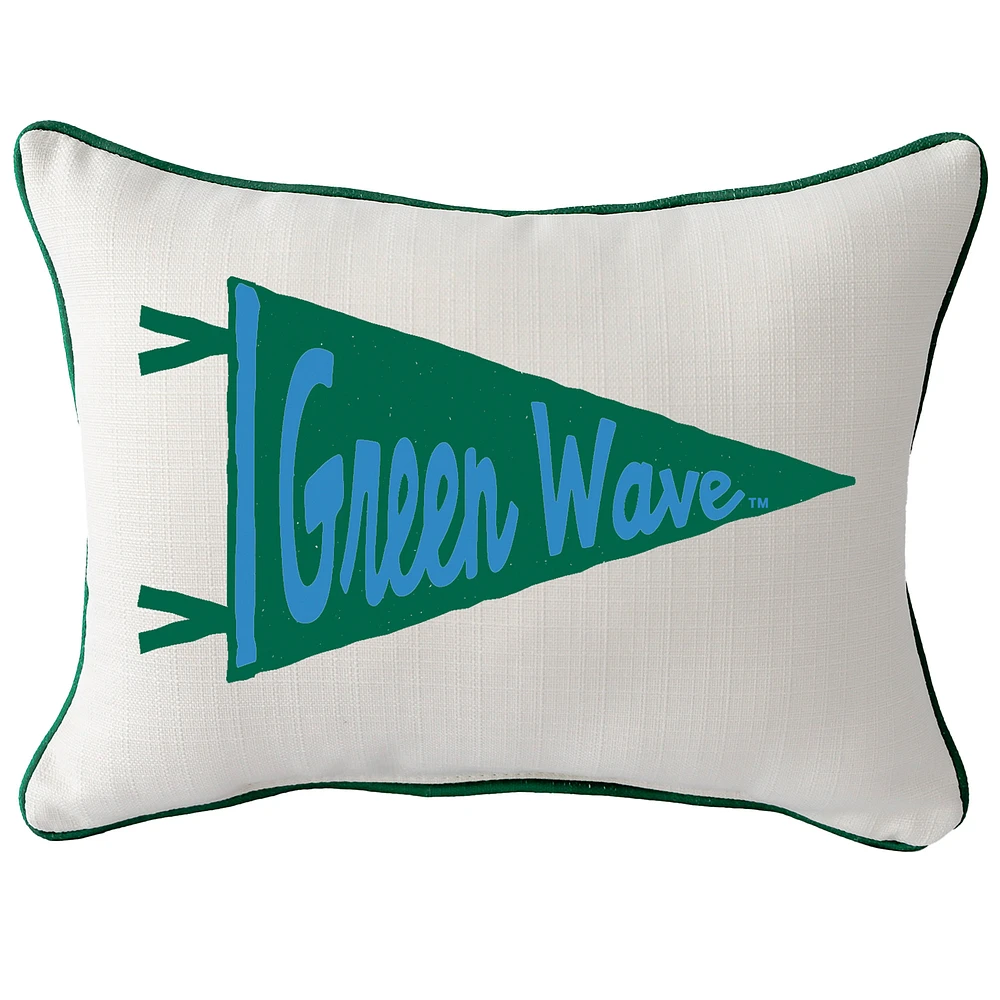 Tulane Green Wave Pennant Rectangular Piped Pillow