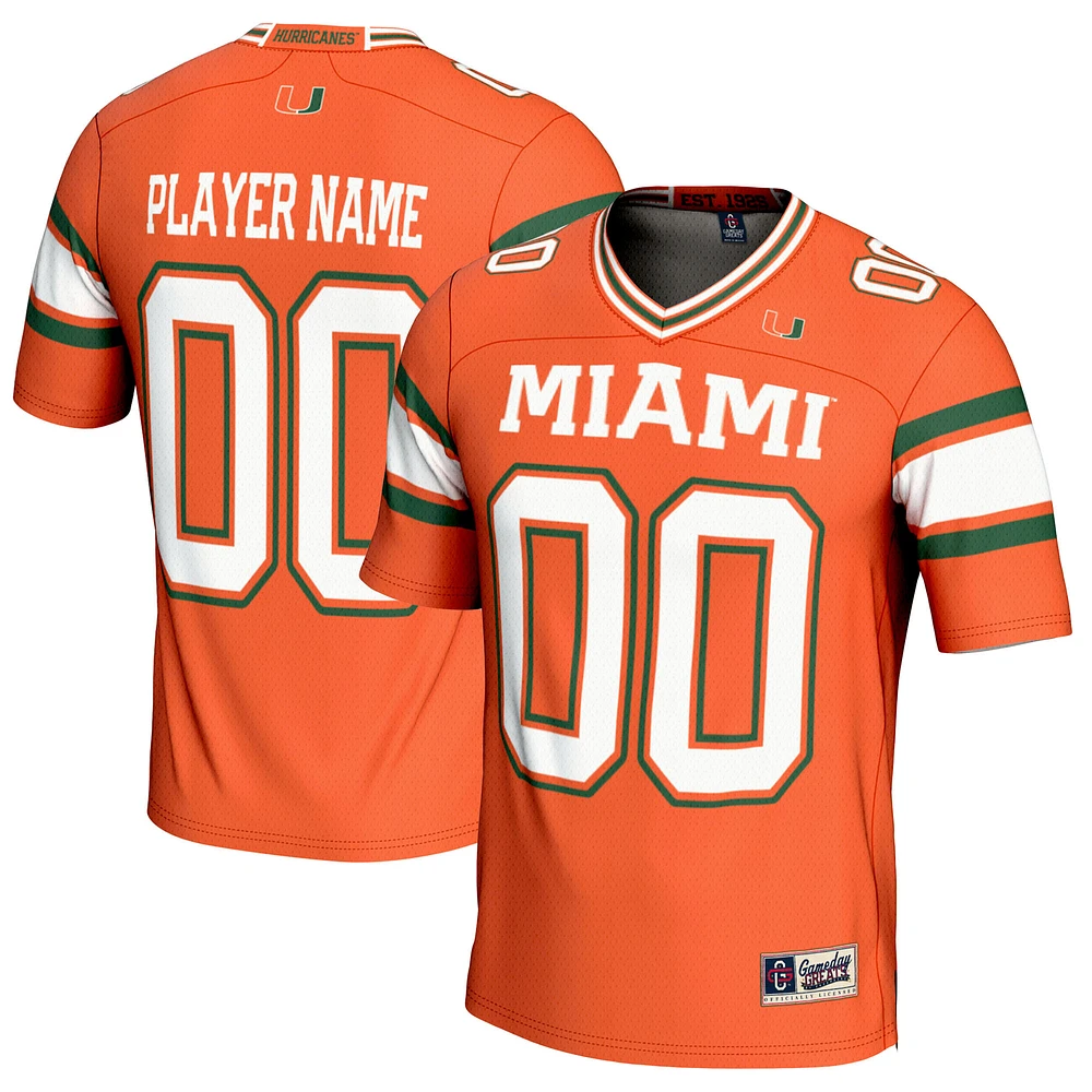 Youth GameDay Greats Orange Miami Hurricanes NIL Pick-A-Player Football Jersey