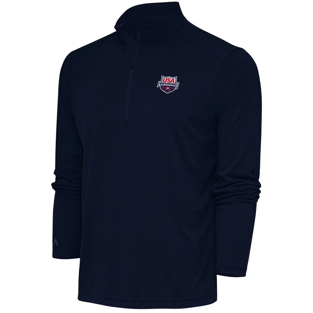 Men's Antigua Navy USA Swimming Tribute Quarter-Zip Pullover Top
