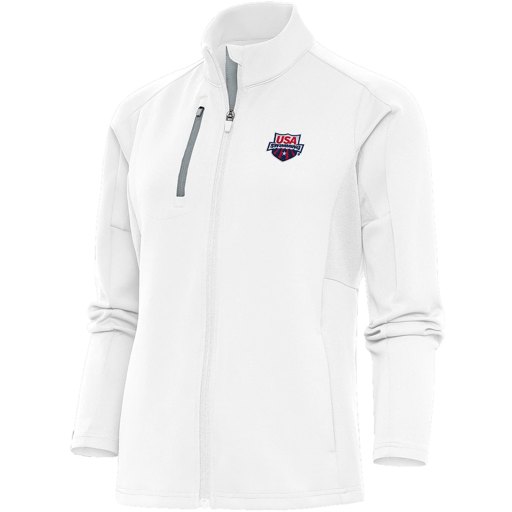Women's Antigua White USA Swimming Generation Full-Zip Jacket