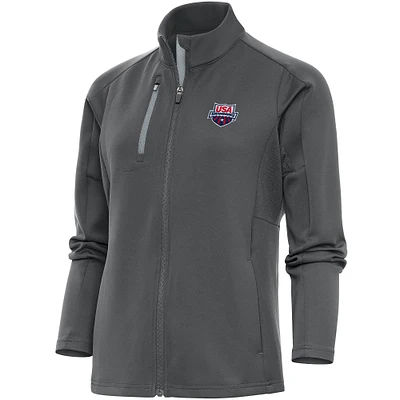 Women's Antigua Charcoal USA Swimming Generation Full-Zip Jacket
